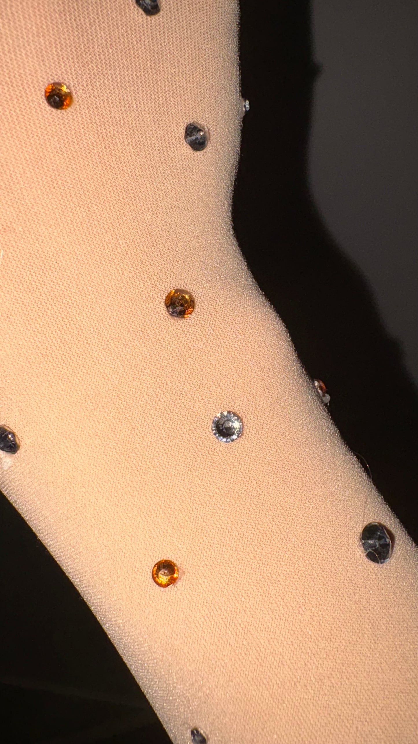 Gold-Silver Rhinestones on Beige Nail Glove