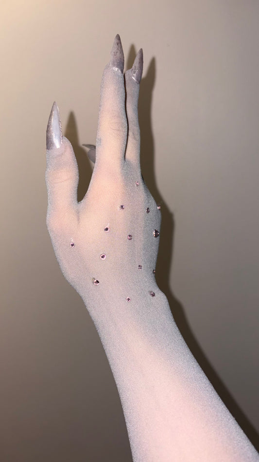 Metallic Stones on Grey Nail Glove