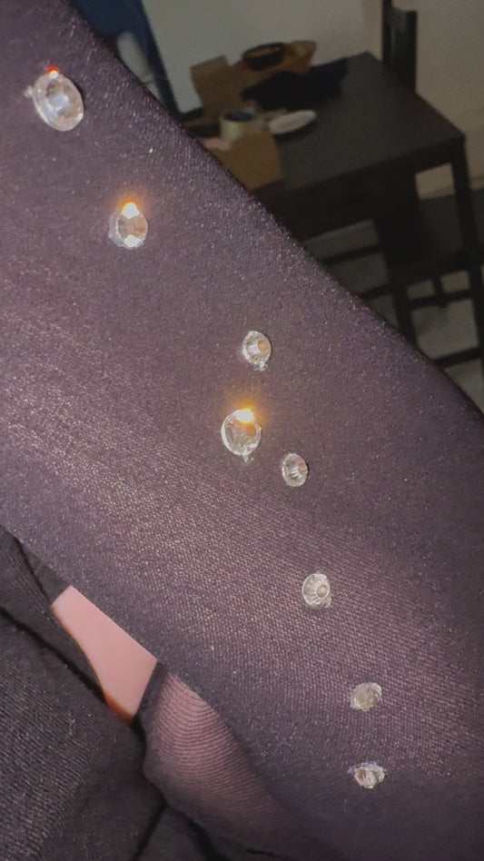 Diamond Rhinestones on Black Lace Nail Glove